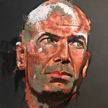 Painting titled "Zidane" by Sylvain Berthaume "Bth", Original Artwork, Oil