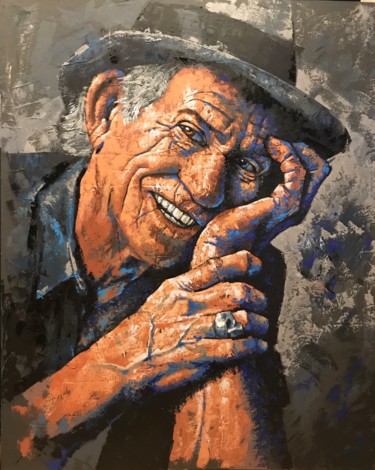 Pintura intitulada "Keith Richard" por Sylvain Berthaume "Bth", Obras de arte originais, Óleo