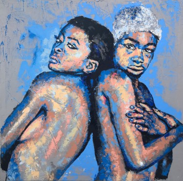 Картина под названием "Femme....et femme/W…" - Sylvain Berthaume "Bth", Подлинное произведение искусства, бетон