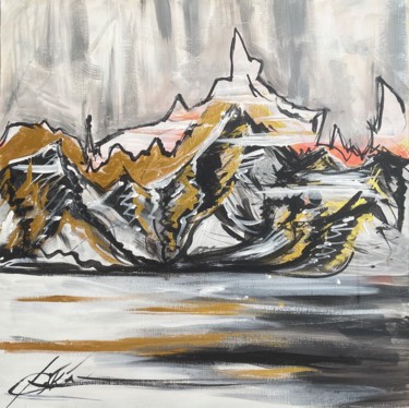 Картина под названием ""Закат в горах"" - Екатерина Сбоева, Подлинное произведение искусства, Акрил