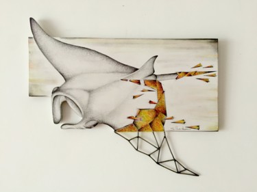 Schilderij getiteld "Raie Manta" door Stéphane Bourbeau, Origineel Kunstwerk, Acryl