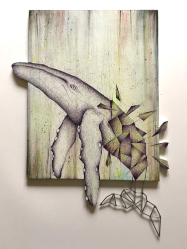 Painting titled "Baleine" by Stéphane Bourbeau, Original Artwork, Acrylic