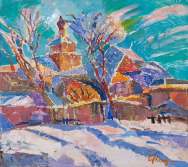 Ζωγραφική με τίτλο "Праздник зимы" από Olga Matveeva, Αυθεντικά έργα τέχνης, Λάδι