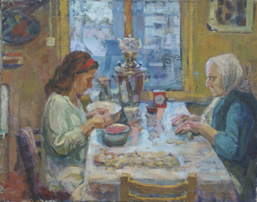Картина под названием "Пельмени" - Olga Matveeva, Подлинное произведение искусства, Масло