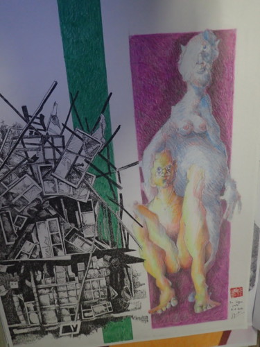 Dessin intitulée "LA LIGNE VERTE" par Stephane Buissart, Œuvre d'art originale, Crayon