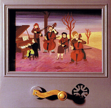Peinture intitulée "Quintet mauve" par Muzemu, Œuvre d'art originale, Gouache