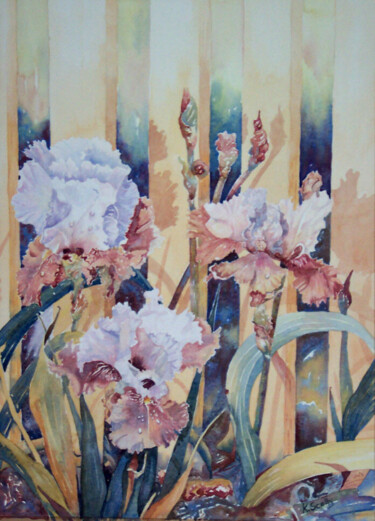 Painting titled "Iris" by Scally Art, Original Artwork, Watercolor