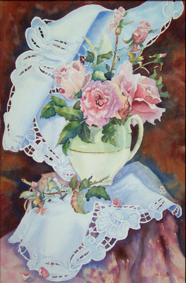 Painting titled "Bridal Pink" by Scally Art, Original Artwork, Oil