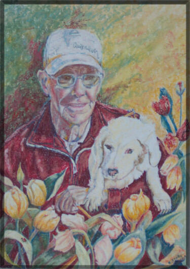 Painting titled "Dave and Lucy 3" by Scally Art, Original Artwork, Oil