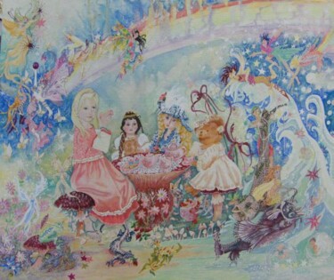 Peinture intitulée "Sophie's Tea Party" par Scally Art, Œuvre d'art originale, Huile