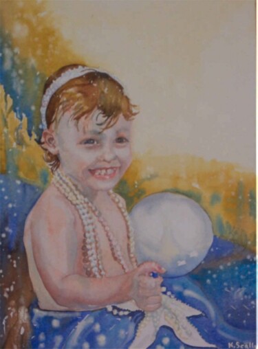 Painting titled "Candice - Sea Pearl" by Scally Art, Original Artwork, Oil