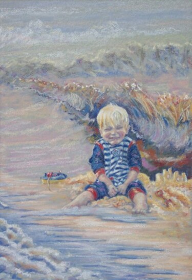 Painting titled "Harrison playing at…" by Scally Art, Original Artwork, Oil