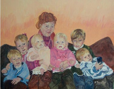 Painting titled "Faye with her Great…" by Scally Art, Original Artwork, Oil