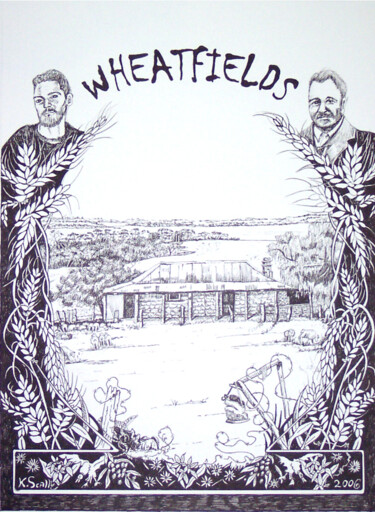 Painting titled "Wheatfields book co…" by Scally Art, Original Artwork, Ink