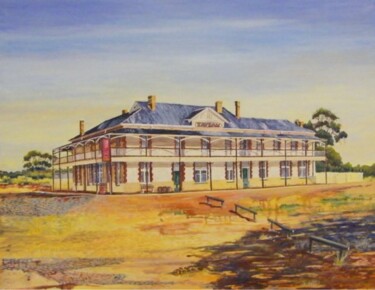 Painting titled "Dumbleyung Hotel -…" by Scally Art, Original Artwork, Oil