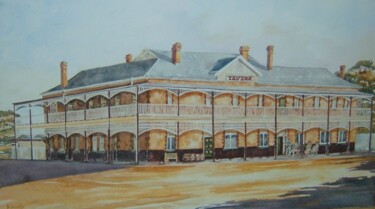 Painting titled "Dumbleyung Hotel -…" by Scally Art, Original Artwork, Oil