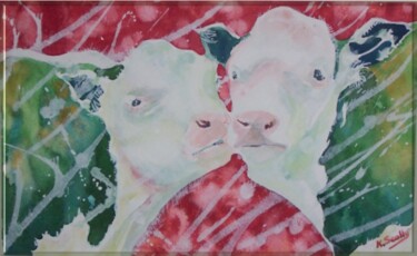 Pittura intitolato "Cow Licks - Moonlit…" da Scally Art, Opera d'arte originale, Olio