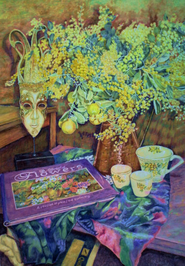 Pittura intitolato "A Bouquet of Flowers" da Scally Art, Opera d'arte originale, Pastello