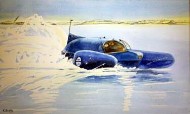 Painting titled "Breaking the Record…" by Scally Art, Original Artwork, Watercolor