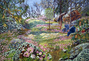 Malerei mit dem Titel "Garden of Eden" von Scally Art, Original-Kunstwerk, Pastell