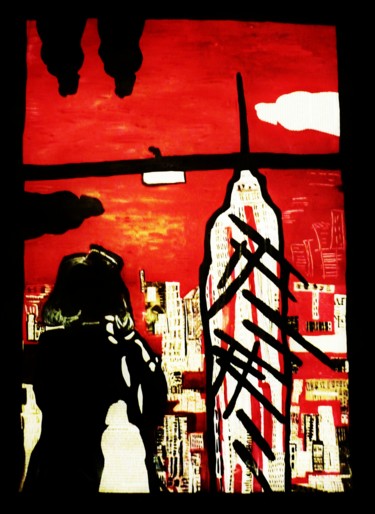 Schilderij getiteld "9/11" door Scar T., Origineel Kunstwerk, Acryl