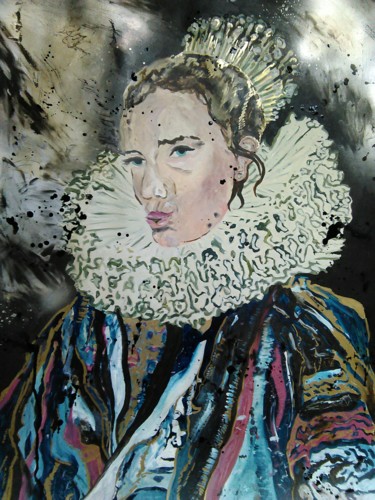 Schilderij getiteld "Queen L." door Scar T., Origineel Kunstwerk, Acryl
