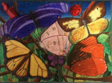Drawing titled "Butterfly" by Scara Shi, Original Artwork, Pastel