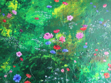 Картина под названием "First Flowers" - Scarlet, Подлинное произведение искусства, Акрил