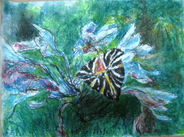 Peinture intitulée "Le rêve du papillon" par Sieu-Dinh Ly, Œuvre d'art originale, Pastel
