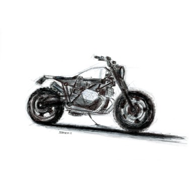 Disegno intitolato "BMW nineT" da Schascia, Opera d'arte originale, Biro