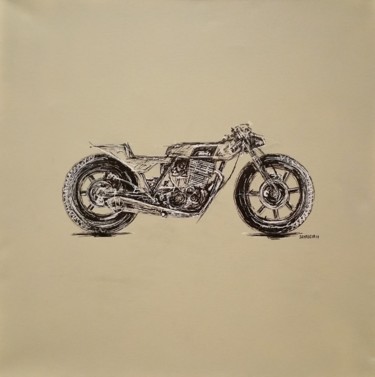 Malarstwo zatytułowany „Yamaha SR/500” autorstwa Schascia, Oryginalna praca, Akryl