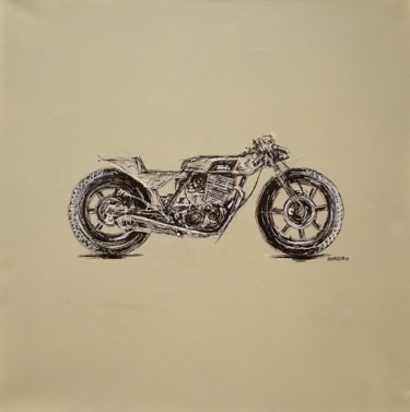 Peinture intitulée "Yamaha SR/500" par Schascia, Œuvre d'art originale, Acrylique