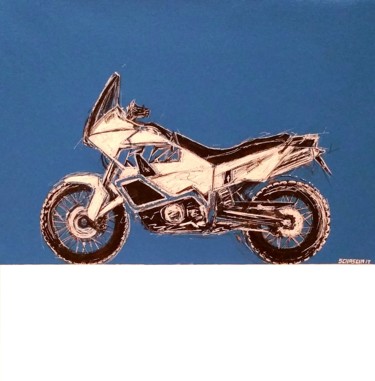 Schilderij getiteld "Ktm 990 Adventure" door Schascia, Origineel Kunstwerk, Acryl