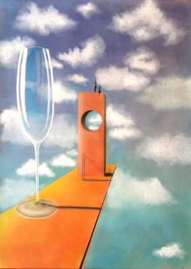 Рисунок под названием "Nuvole 1998" - Schascia, Подлинное произведение искусства, Пастель