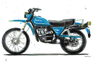 Disegno intitolato "Cagiva SX 350" da Schascia, Opera d'arte originale, Acquarello