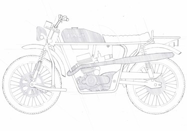 Drawing titled "Janus Motorcycles" by Schascia, Original Artwork, Pencil