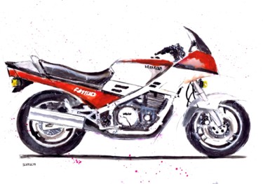 「Yamaha FJ1100」というタイトルの描画 Schasciaによって, オリジナルのアートワーク, 水彩画