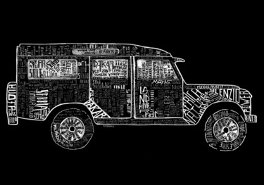 「Land Rover 110」というタイトルの描画 Schasciaによって, オリジナルのアートワーク, インク