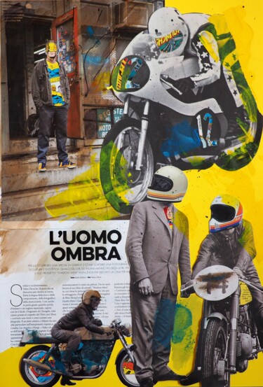 Collages titled "L'uomo ombra" by Schascia, Original Artwork, Collages