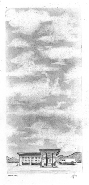 Drawing titled "Clouds on the horiz…" by Schascia, Original Artwork, Pencil