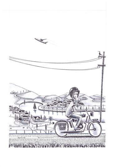 Zeichnungen mit dem Titel "State road 36 Lecco…" von Schascia, Original-Kunstwerk, Tinte