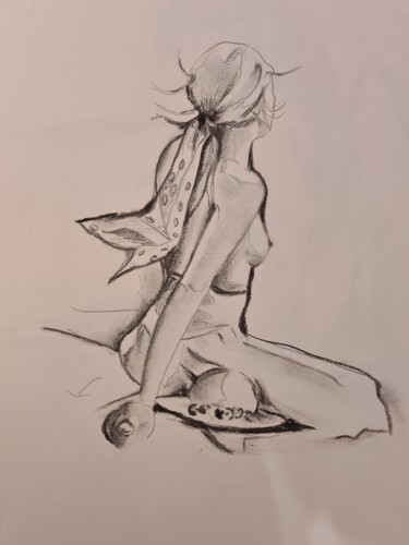 Dessin intitulée "Au loin" par Anne Scherer, Œuvre d'art originale, Crayon Monté sur Panneau de bois