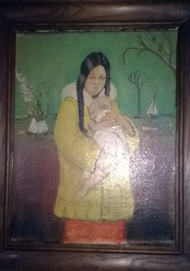 Peinture intitulée "moeder met kind" par Hubert Geraerts, Œuvre d'art originale, Huile