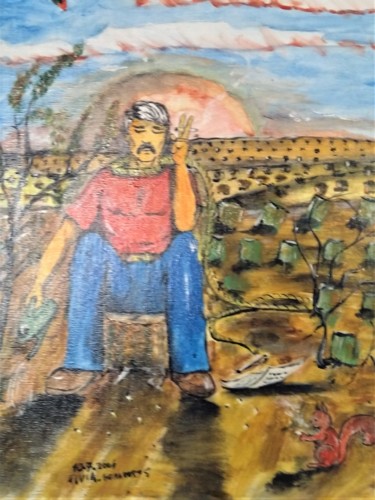 Schilderij getiteld "waar zijn de bomen" door Hubert Geraerts, Origineel Kunstwerk, Acryl