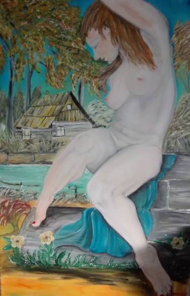 Malerei mit dem Titel "naak vrouw" von Hubert Geraerts, Original-Kunstwerk, Acryl