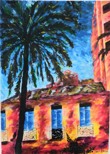 Malerei mit dem Titel "Palma zu Hause" von Igor Schick, Original-Kunstwerk, Acryl