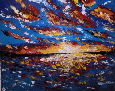 Malerei mit dem Titel "Fallende Wolken dur…" von Igor Schick, Original-Kunstwerk, Acryl