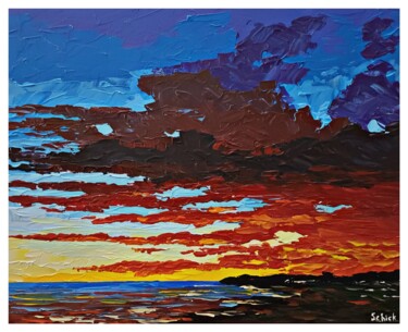 Pintura intitulada "sharp sunset over t…" por Igor Schick, Obras de arte originais, Acrílico