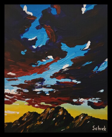 Painting titled "dark clouds cover t…" by Igor Schick, Original Artwork, Acrylic