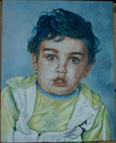 Peinture intitulée "Portrait d'enfant -…" par Francis Privet, Œuvre d'art originale